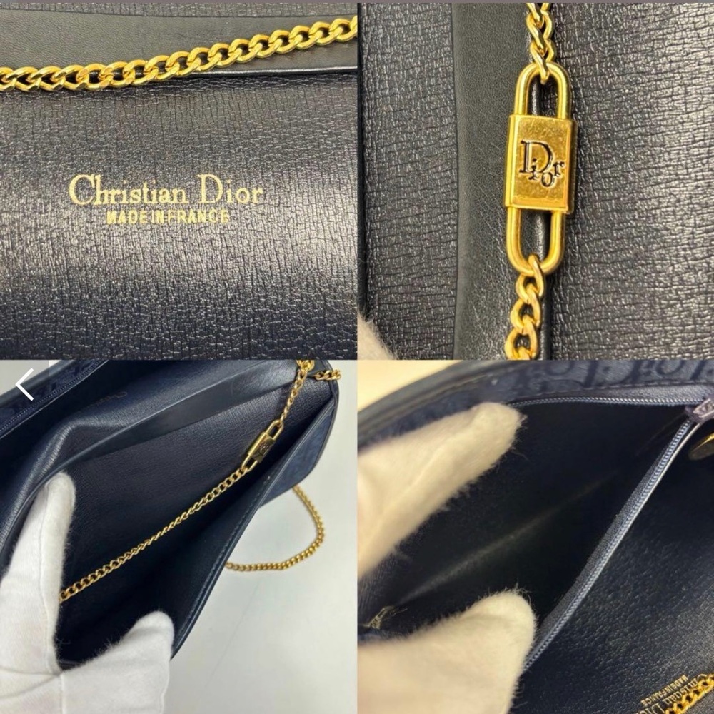 Dior Midnight Blue Monogram Clutch with Gold Chain - Picture 10 of 10